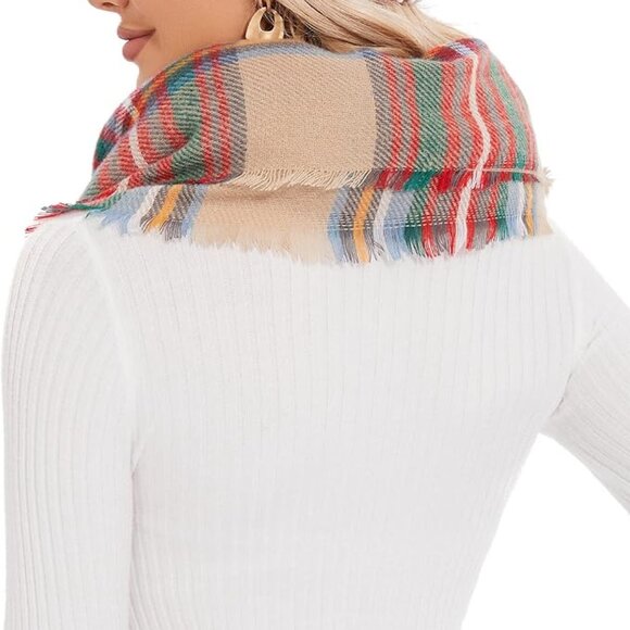 Plaid blanket thick winter scarf - Picture 3 of 5